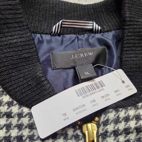 New XS XL J.Crew Houndstooth bomber wool jacket in black & ivory - Picture 4 of 8